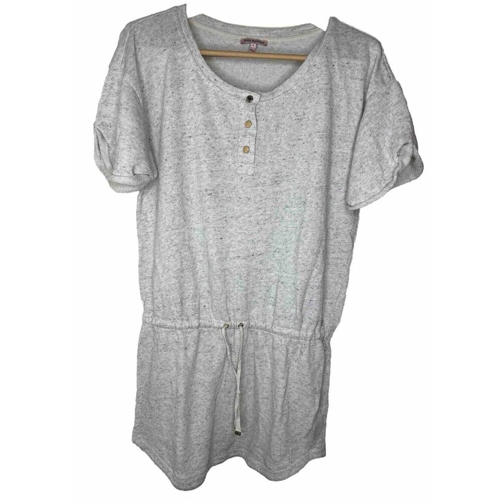 Juicy Couture Large Ivory Heather Tie Waist Mini Dress Y2K Vacation Beach Resort